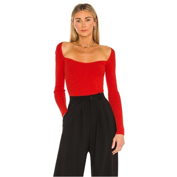 REVOLVE Tops - Superdown Revolve Sweetheart Bodysuit in Red Size XS NWT